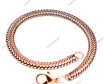 Handmade Oxidized Copper Wheat Chain Bracelet | Unisex Copper Anklet