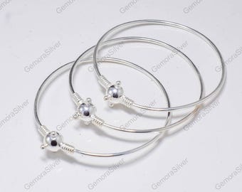 Set Of 3 Sterling Silver Bangle Handmade Jewelry Bracelet