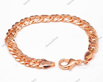 Elegant Pure Copper Cuban Curb Link Chain Bracelet Handmade Jewelry Unisex