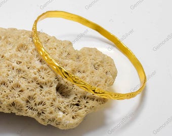 Pulsera clásica minimalista apilable con baño de oro / Joyería llamativa