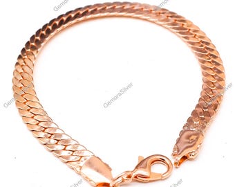 Pure Copper Cuban Curb Link Chain Bracelet Handmade Jewelry Unisex