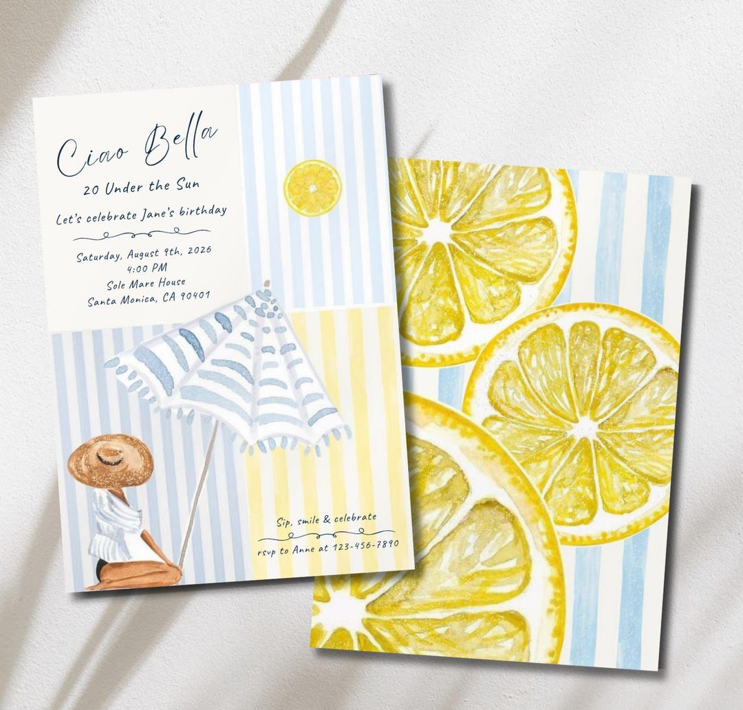 Mediterranean Lemon Birthday Invitation | Amalfi Coast Summer Party ...