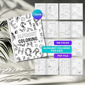 Alphabet Coloring Book: Floral ABC Letters, 106 Pages (PDF Download)