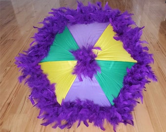 Mardi Gras Second Line Umbrella Parasol- Purple, Green, Yellow- New Orleans Parade Sun Shade- Costume- Birthday Bachelorette Party- Festival