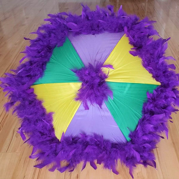 Mardi Gras Second Line Umbrella Parasol- Purple, Green, Yellow- New Orleans Parade Sun Shade- Costume- Birthday Bachelorette Party- Festival