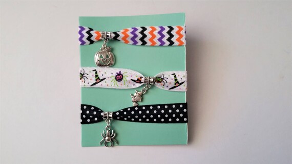 Halloween Hair Ties With Charms Pumpkin Spider Witch Cute Etsy