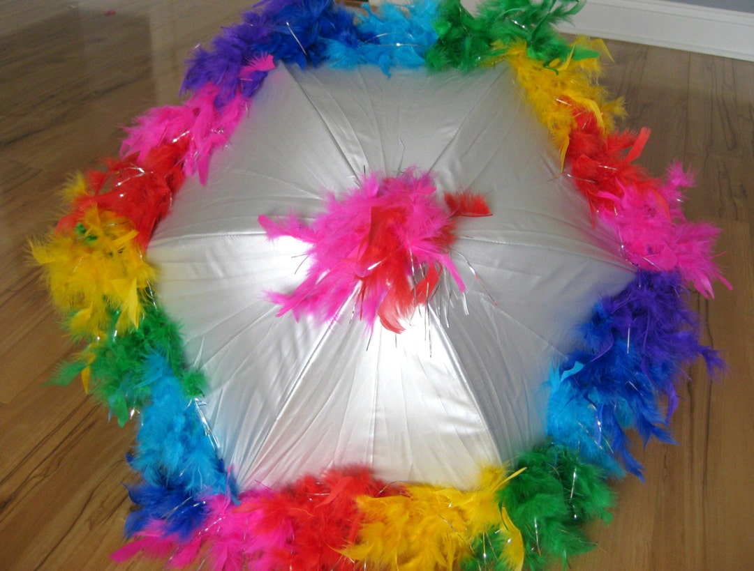 Rainbow Multi Color Second Line Umbrella on Silver Festival Parasol ...