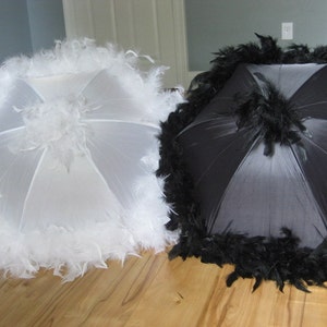Bride and Groom New Orleans Wedding Second Line Umbrellas- set of 2- MEDIUM 19" size- wedding parasols- Mr and Mrs- white ivory black