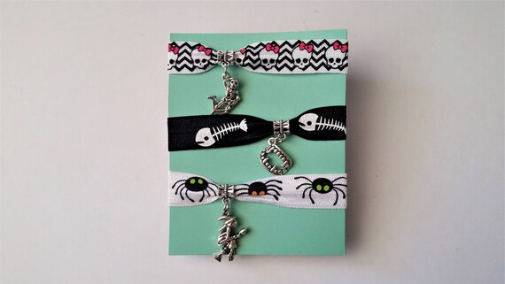 Halloween Hair Ties With Charms Skeleton Vampire Teeth Etsy