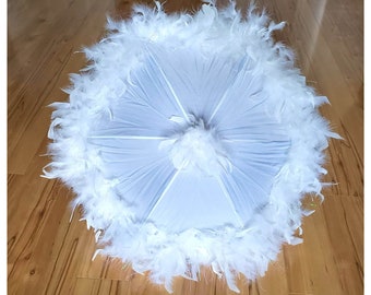 White Second Line Umbrella- New Orleans- Parasol- Bride Wedding Shower Bachelorette- Prom White Party- Mardi Gras Costume Sun Protection