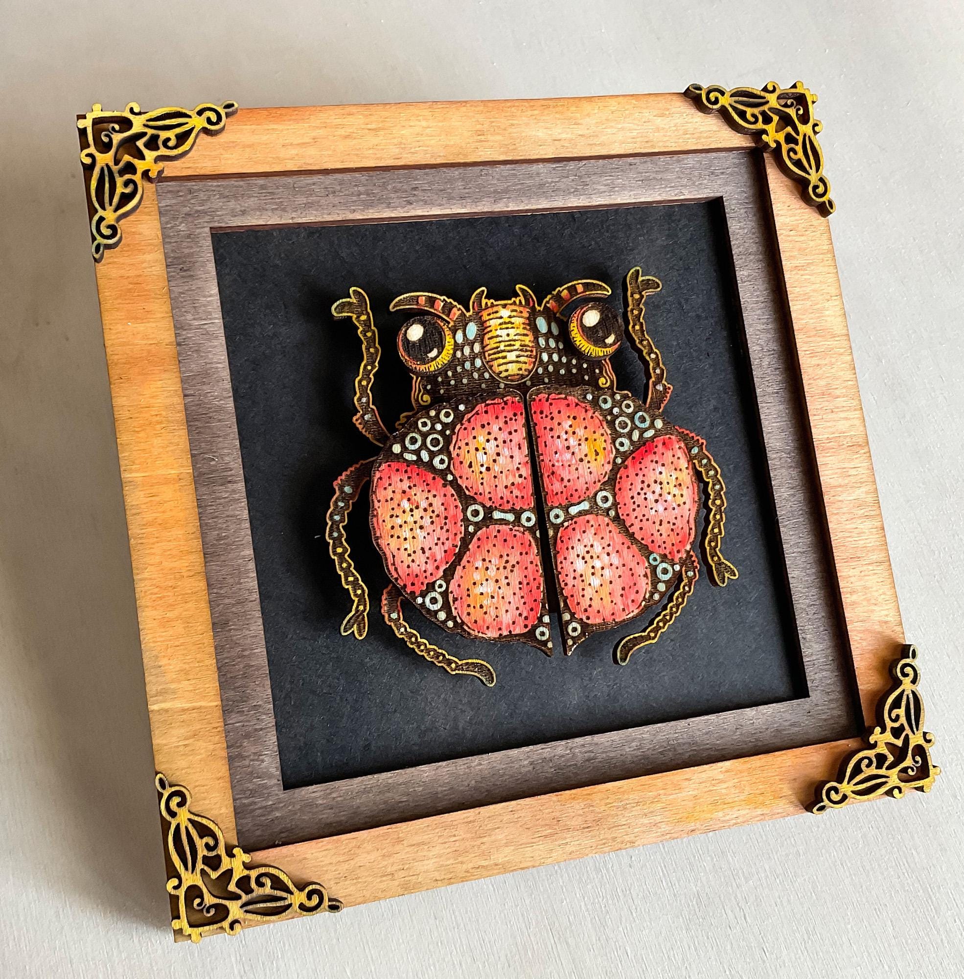 Layered Bug Layered Bug Laser Cut Template Insect in Frame, DIY Wooden Beetle Wall ...