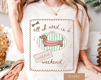 Comfort Colors Dachshund Shirt - Whimsical Weenie Dog T-Shirt, Funny Doxie Dog Shirt, Wiener Dog Lover Gift, Sausage Dog Mom Tee