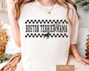 Comfort Colors Boston Terrier Shirt for mom - Retro Boston Terrier Mom Tee, Boston Terrier Pup Gift, Dogs Mothers Day, New Dog Owner Gift