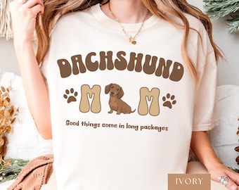 Comfort Colors Retro Dachshund Mom Shirt, Weenie Dog TShirt, Sausage Dog Tee, Doxie Owner Crewneck, Wiener pup Lover Gift, Dog Momwear