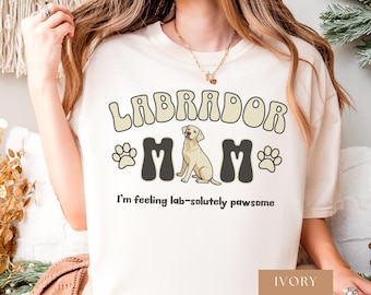 Comfort Colors Yellow Labrador Mom Shirt, Lab Mama Tee, Labrador Retriever Gift, Sweet Pet Parent Apparel, Lab Lover Wear