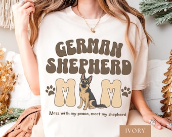 Comfort Colors Retro German Shepherd Mom Shirt, German Shepherd owner Tee, Shepherd Mama T-Shirt, Dog Mom Crewneck, Gift for Pet Lover