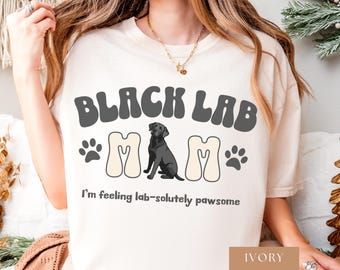 Comfort Colors Retro Black Labrador Mom Shirt, Lab Lover Tee, Dog Mama Gift, Labrador Momwear, Sweet Apparel for pet Moms