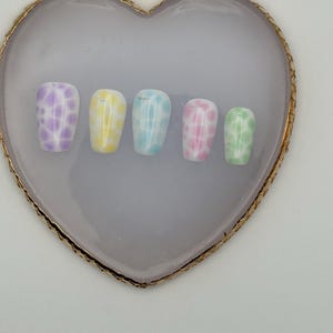 Handmade  Gel Press-On Nails “ Rainbow” Sz Sm #0595
