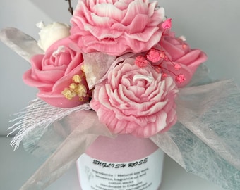 Elegant Flower Scented Soya Pillar Candle Bouquet