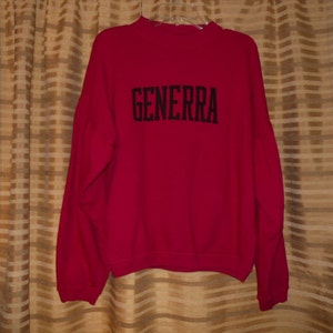 VTG 80s GENERRA Pink Logo Sweatshirt M 