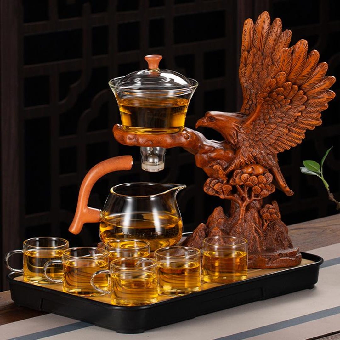 Great Roc Spreading Wings Glass Automatic Tea Set | High Temperature ...