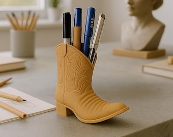 3D Printed Cowboy Boot Desk Organizer – Western Office Decor, Pen & Accessory Holder