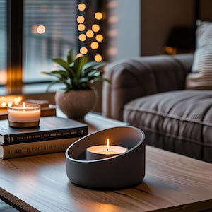 Elliptical Tealight Holder – Modern 3D Printed Candle Holder for 40mm Tealights – Minimalist Home Decor – LED Candle Safe