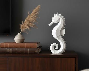 3D Printed Seahorse Figurine – Low-Poly Minimalist Ocean Decor