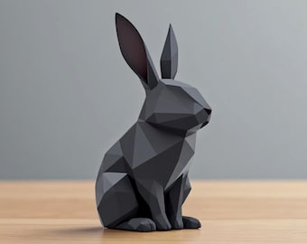 Modern Bunny Decor - 3D Printed Geometric Rabbit Sculpture