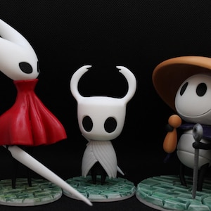 Hollow Knight inspired Figurine – Hollow Knight, Hornet & Sherma – 3D Printed and Hand-Painted – Unique Geek Gift