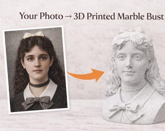 Retrato esculpido a medida: busto con efecto mármol impreso en 3D