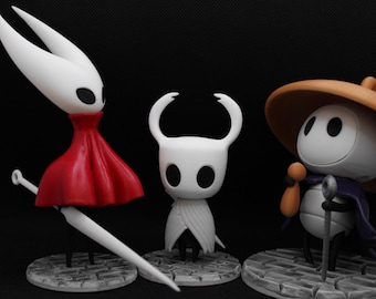 Hollow Knight inspired Figurine – Hollow Knight, Hornet & Sherma – 3D Printed and Hand-Painted – Unique Geek Gift