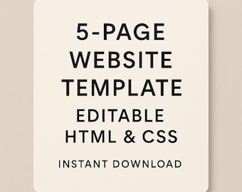 Editable HTML CSS Website Template: 5-Page Business Site (Digital Download)