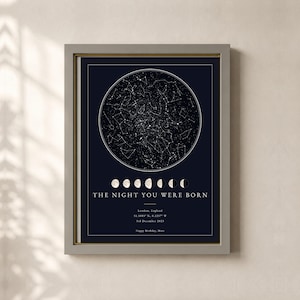 Custom Star Map Midnight Print of the Night You Were Born Gift