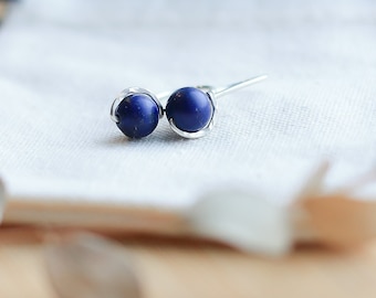 Lapis Lazuli Gemstone Earrings, Blue Lapis Dangle Earrings, Silver Earrings, Gemstone Jewelry, Boucles d'Oreilles, Unique Gift for Her