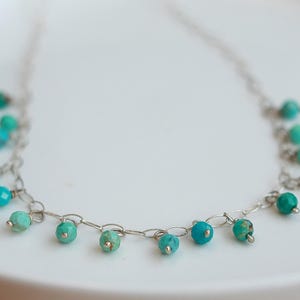 Dainty Turquoise Necklace: Sterling Silver Gemstone Jewelry, 16 Inch