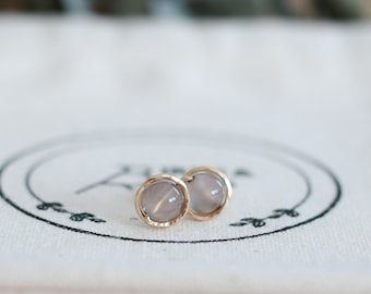 Gold and Gemstone Stud Earrings, Gold Filled Minimalist Earrings, Unique Stud Earrings,  Boucles d'Oreilles, Handmade Gift for Friend