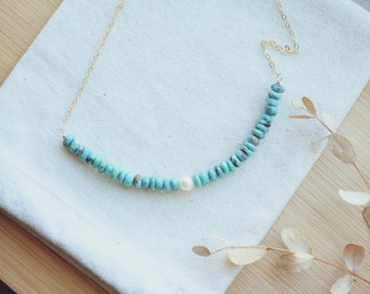 Dainty Gold Necklace, Le Collier, Turquoise Gemstone Necklace, Handmade Turquoise Jewelry, Minimalist Jewelry, Gift for Her