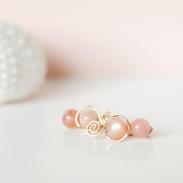 Ear Climber Earrings, Sunstone Ear Crawlers, Gemstone Ear Climbers, Unique Handmade Jewelry, Gift for Her