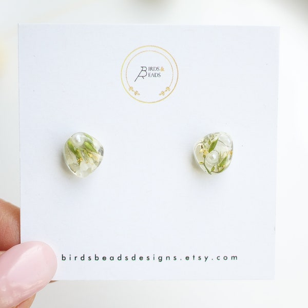 Getrocknete Blumen Schmuck, hypoallergene Ohrringe, Harz Blumen Ohrringe, einzigartige handgemachte Ohrringe, Geschenk für sie