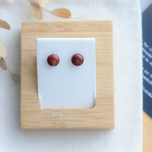 Metal Free Earrings, Plastic Post Hypoallergenic Earrings for Sensitive Ears, Red Jasper Earrings, Plastic Stud Earrings, Gift for Her