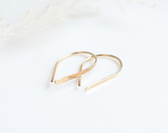 Gold Threader Open Hoop Earrings, Modern Minimalist Jewelry, Handmade Jewelry, Boucles d&#39;Oreilles, Unique Gift for Her