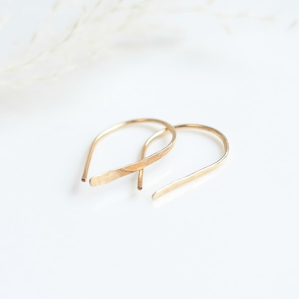 Gold Threader Open Hoop Earrings, Modern Minimalist Jewelry, Handmade Jewelry, Boucles d'Oreilles, Unique Gift for Her