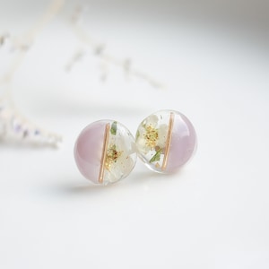 Flower Stud Earrings, Real Flower Resin Earrings, Hypoallergenic Plastic Post Earrings for Sensitive Ears, Real Flower Jewelry, Gift for Her