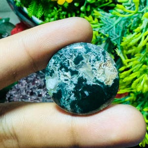 Natural Moss Agate Cabochon Round Green Gemstone for Jewelry Making Healing Stone Pendant Wire Wrapping Weight 29 CTS Size 26x26x5 MM D#130