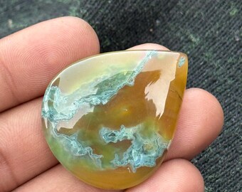 Moss Agate Cabochon Natural Oval Gemstone Loose Stone for Pendant Ring Jewelry