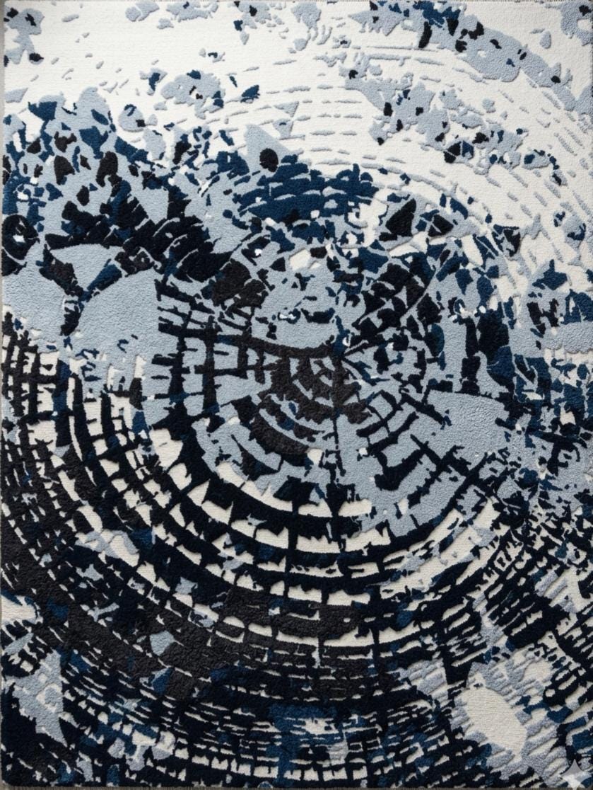 Abstract Blue Rug Pattern Hand Tufted Blue Abstract Area Rug | Circular Pattern Carpet ...