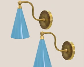 Mid-century moderne wandlamp van geëmailleerd messing - Verstelbare leeslamp