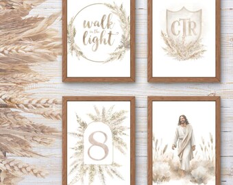 Pósteres de bautismo SUD: Impresiones de acuarela de Cristo (descarga digital) / Decoración de mesa para bautizos