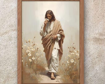 Lámina minimalista de Jesús: Arte religioso para pared (descarga digital)